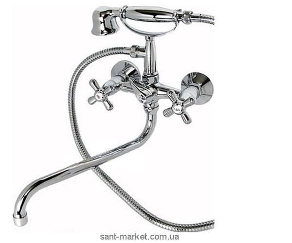 Змішувач двохвентильний з довгим виливом та душем Ferro колекція Retro хром XR11AG