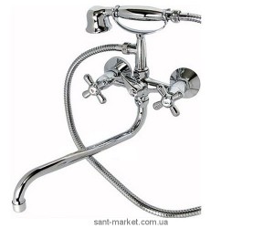Змішувач двохвентильний з довгим виливом та душем Ferro колекція Retro хром XR11AG