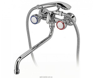 Смеситель двухвентильный с длинным изливом и душем Ferro коллекция Standard хром BST11A