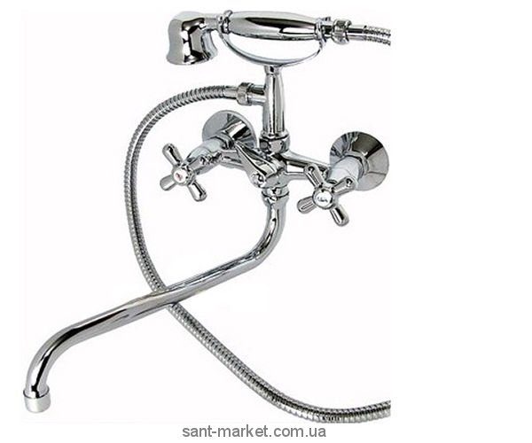 Змішувач двохвентильний з довгим виливом та душем Ferro колекція Retro хром XR11AG