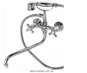 Смеситель двухвентильный с длинным изливом и душем Ferro коллекция Retro хром XR11AG