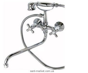 Смеситель двухвентильный с длинным изливом и душем Ferro коллекция Retro хром XR11AG