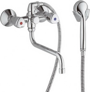 Змішувач двохвентильний з довгим виливом та душем Kludi колекція Standard хром 251130515