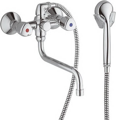 Смеситель двухвентильный с длинным изливом и душем Kludi коллекция Standard хром 251130515