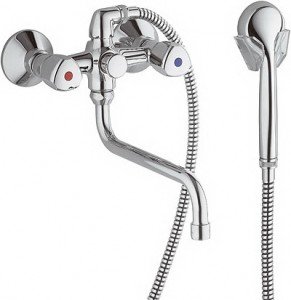 Смеситель двухвентильный с длинным изливом и душем Kludi коллекция Standard хром 251130515