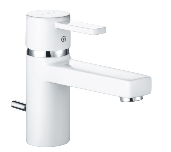 Змішувач для раковини одноважеля з донним клапаном Kludi колекція Zenta білий 382509175