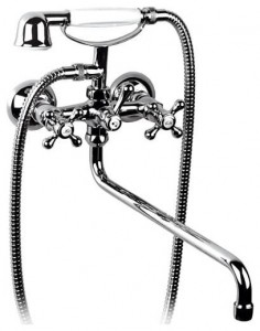 Смеситель двухвентильный с длинным изливом и душем KFA коллекция Retro хром 374-148-00