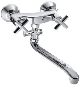 Смеситель двухвентильный для ванны с длинным изливом KFA коллекция Symetric хром 348-710-00