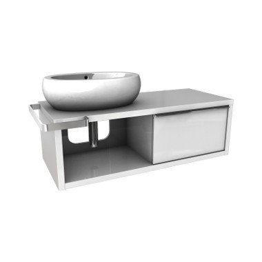 Тумба під раковину Kolo Ego ліва підвісна 127х57х40 білий глянець 89234000