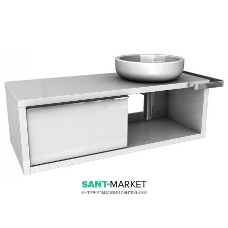 Тумба под раковину Kolo Ego правая подвесная  127х57х40 белый глянец 89233000