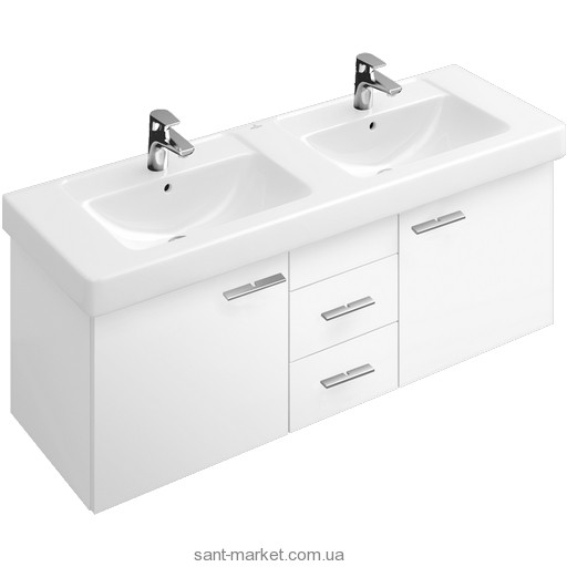 Тумба під дві раковини Villeroy & Boch Central Line підвісна 125х45х43 білий 9867F2BM