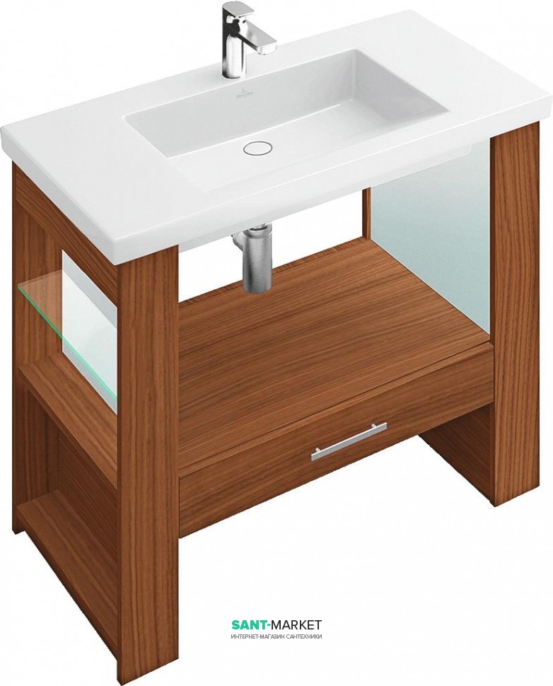 Тумба под раковину Villeroy&Boch City Life напольная 95х52.5х80 коричневая A26900EE