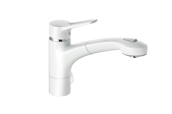 Смеситель для кухни с выдвижной лейкой Kludi MX однорычажный  белый 399459262