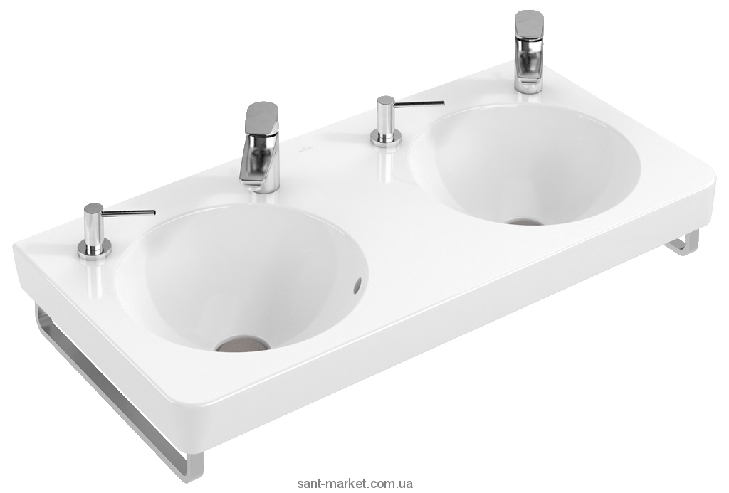 Раковина для ванной подвесная двойная Villeroy&Boch коллекция Joyce белая 4108A001