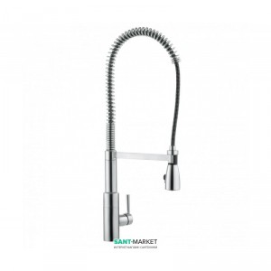 Смеситель для мойки с выдвижной лейкой Kludi Steel однорычажный с высоким изливом 38857F660