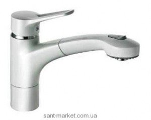 Смеситель для кухни с выдвижной лейкой KLUDI MX однорычажный белый 399419262