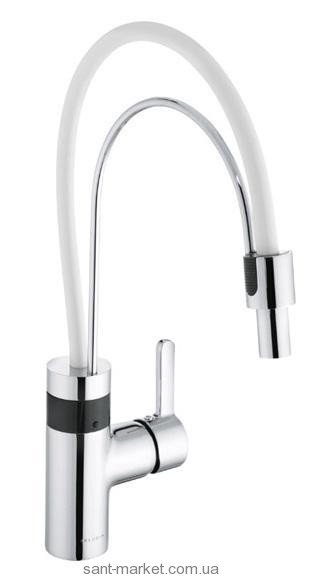 Сенсорный смеситель для кухни с выдвижной лейкой Kludi E-Go однорычажный белый-хром 422050575