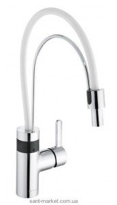 Сенсорний змішувач для кухні з висувною лійкою Kludi E-Go змішувач білий-хром 422050575