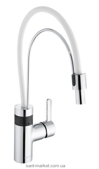 Сенсорный смеситель для кухни с выдвижной лейкой Kludi E-Go однорычажный белый-хром 422150575