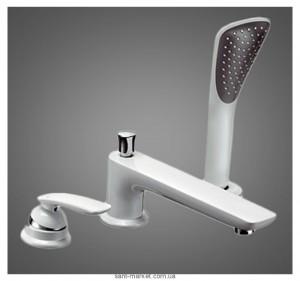 Смеситель двухвентильный на борт ванны с душем Kludi коллекция Balance белый 524479175