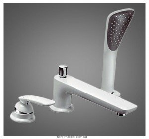 Смеситель двухвентильный на борт ванны с душем Kludi коллекция Balance белый 524479175