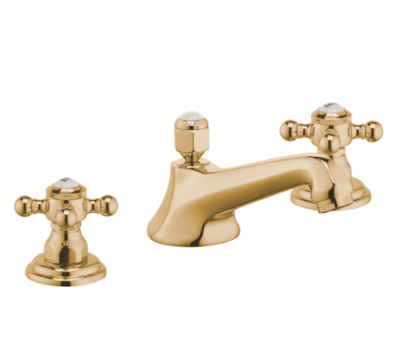 Смеситель для раковины двухвентильный с донным клапаном скрытый Kludi Adlon золото 510464520