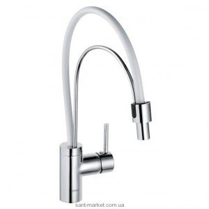 Смеситель для кухни с выдвижной лейкой Kludi E2 однорычажный белый-хром 568599140