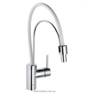 Смеситель для кухни с выдвижной лейкой Kludi E2 однорычажный белый-хром 568599140