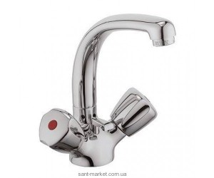 Змішувач для раковини двухвентильний з донним клапаном високий Kludi Standard хром 210370515