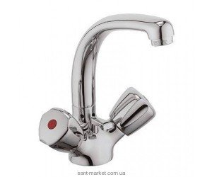 Смеситель для раковины двухвентильный с донным клапаном высокий Kludi Standard хром 210370515