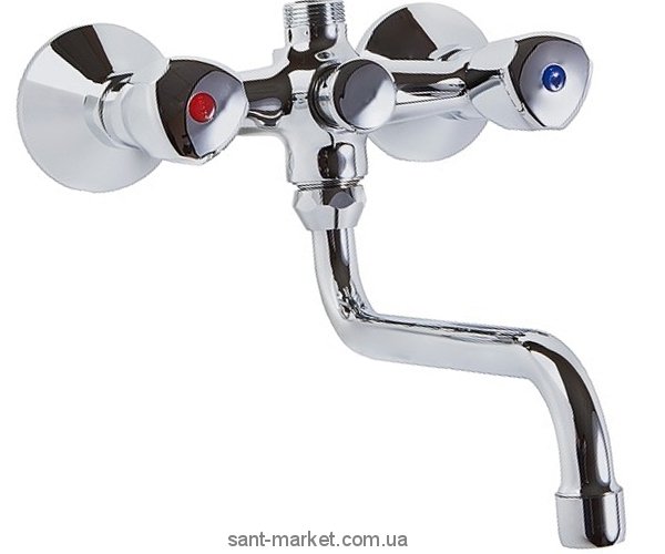Смеситель двухвентильный для ванны с длинным изливом Kludi коллекция Standard хром 251210515