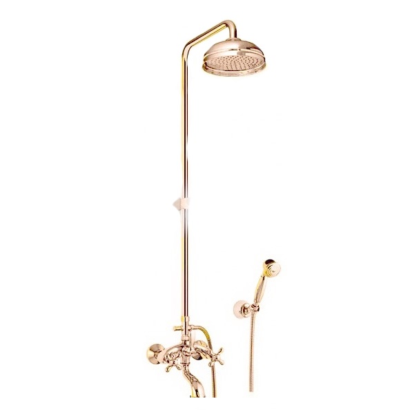 Смеситель для ванной с душем-стойкой двухвентильный FIORE Margot золото  26G61990