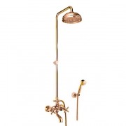 Смеситель для ванной с душем-стойкой двухвентильный FIORE Margot бронза 26Z61990