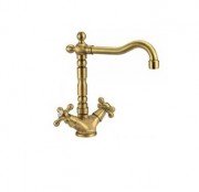 Смеситель для раковины двухвентильный с донным клапаном Fiore Margot золото 26G62501