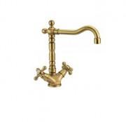 Смеситель для раковины двухвентильный с донным клапаном Fiore Margot золото 26G62501