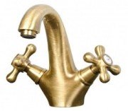 Смеситель для раковины двухвентильный с донным клапаном Fiore Margot бронза 26Z62301