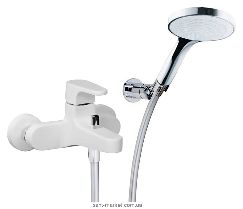 Смеситель однорычажный для ванны с душем TREEMME коллекция Cleo хром/белый 6300BC