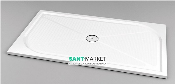 Душевой поддон литой мрамор прямоугольный MARMITE 140х80х3 белый 01161143003