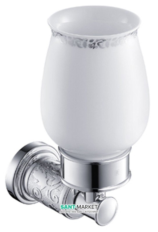 Стакан для зубных щеток Kraus Frida с настенным держателем керамика/латунь хром  KEA-15511CH