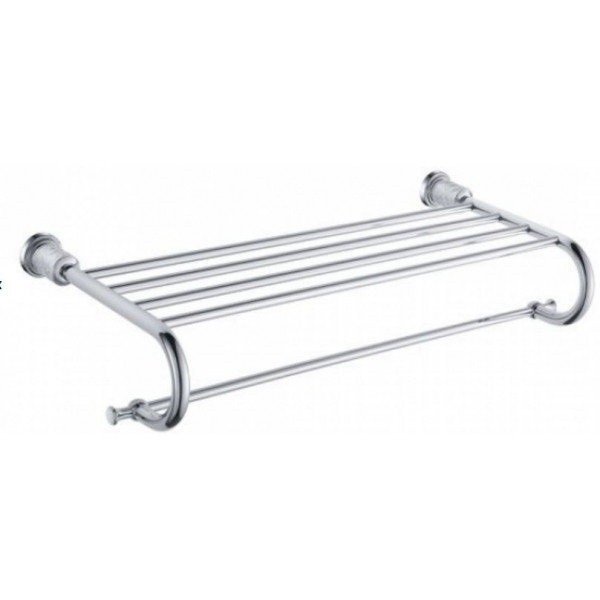 Полочка для ванной Kraus Frida с держателем для полотенец латунь хром KEA-15542CH 