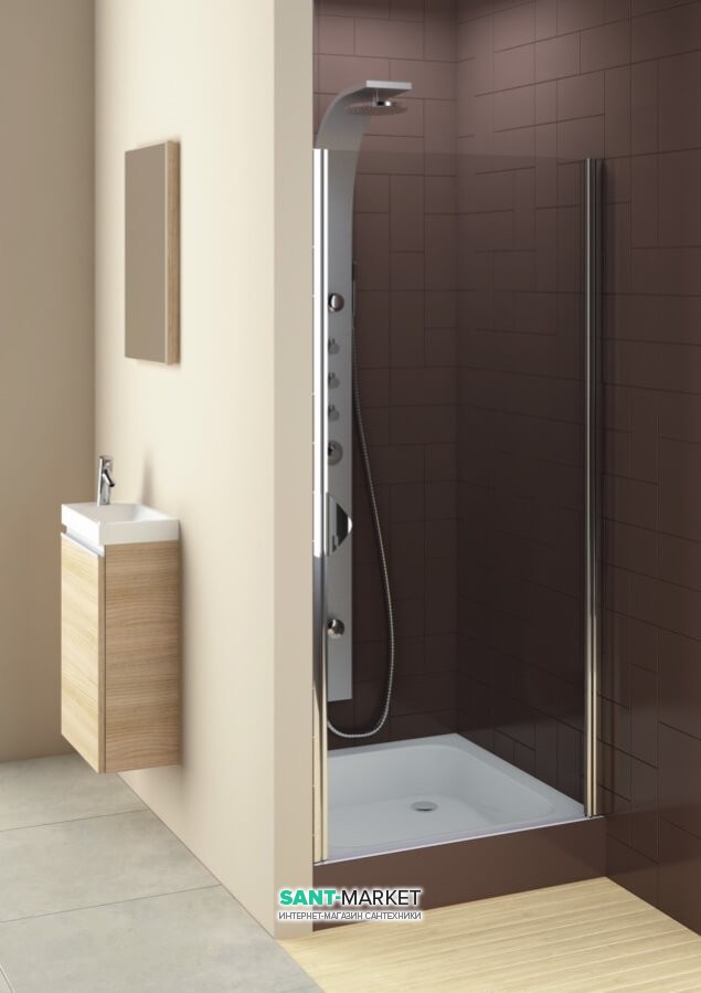 Душові двері в нішу Aquaform Glass 5 скляна орні 90х185 06373