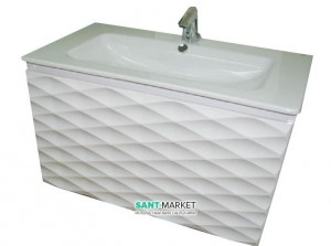 Тумба с раковиной Bretta Luna подвесная 80х45.5х52 белая PL0180W02 + 30050