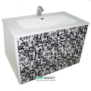 Тумба с раковиной Bretta Versa подвесная 80х45.5х52 белая с декором EG0180WD + G3005001