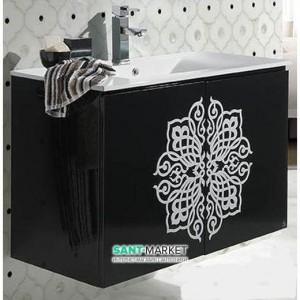 Тумба с раковиной Bretta Segura подвесная 80х45.5х52 черная GD0180WB + G3005001