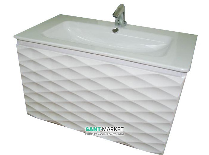 Тумба с раковиной Bretta Luna подвесная 80х45.5х52 белая PL0180W02 + 30050