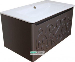 Тумба с раковиной Bretta Turia подвесная 80х45.5х40 шоколад MC0180CH + G3005001