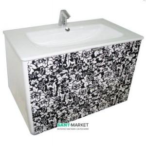 Тумба з раковиною Bretta Versa підвісна 80х45.5х52 біла з декором EG0180WD + G3005001