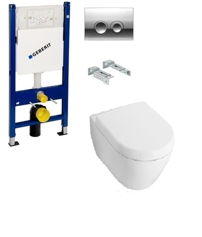 Унітаз підвісний Villeroy & Boch колекція Subway 2.0 56001001 + 9M68S101 + Комплект 3 в 1 Geberit Duofix 458.121.21.1