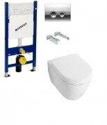 Унитаз подвесной Villeroy&Boch коллекция Subway 2.0 56001001+9M68S101 + Комплект 3 в 1 Geberit Duofix 458.121.21.1
