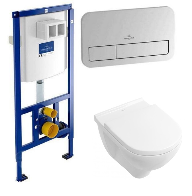 Унітаз підвісний Villeroy & Boch O.Novo 5688H101 + Сидіння + Інсталяція ViConnect 92246100 + Кнопка змиву 92249061